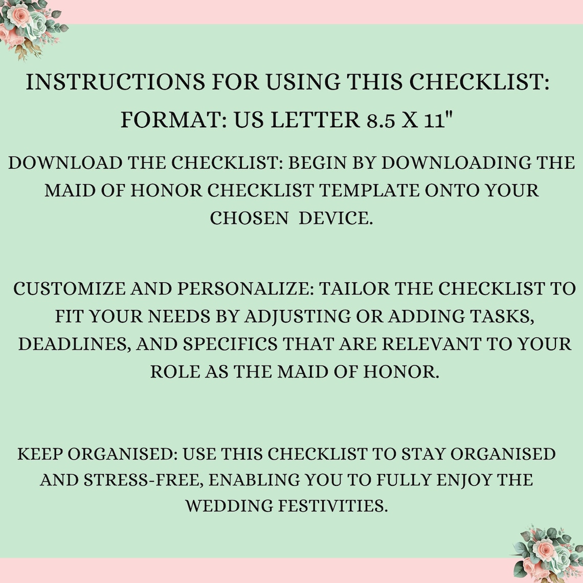 Maid of Honor Checklist Matron of Honor Wedding Checklist - Etsy