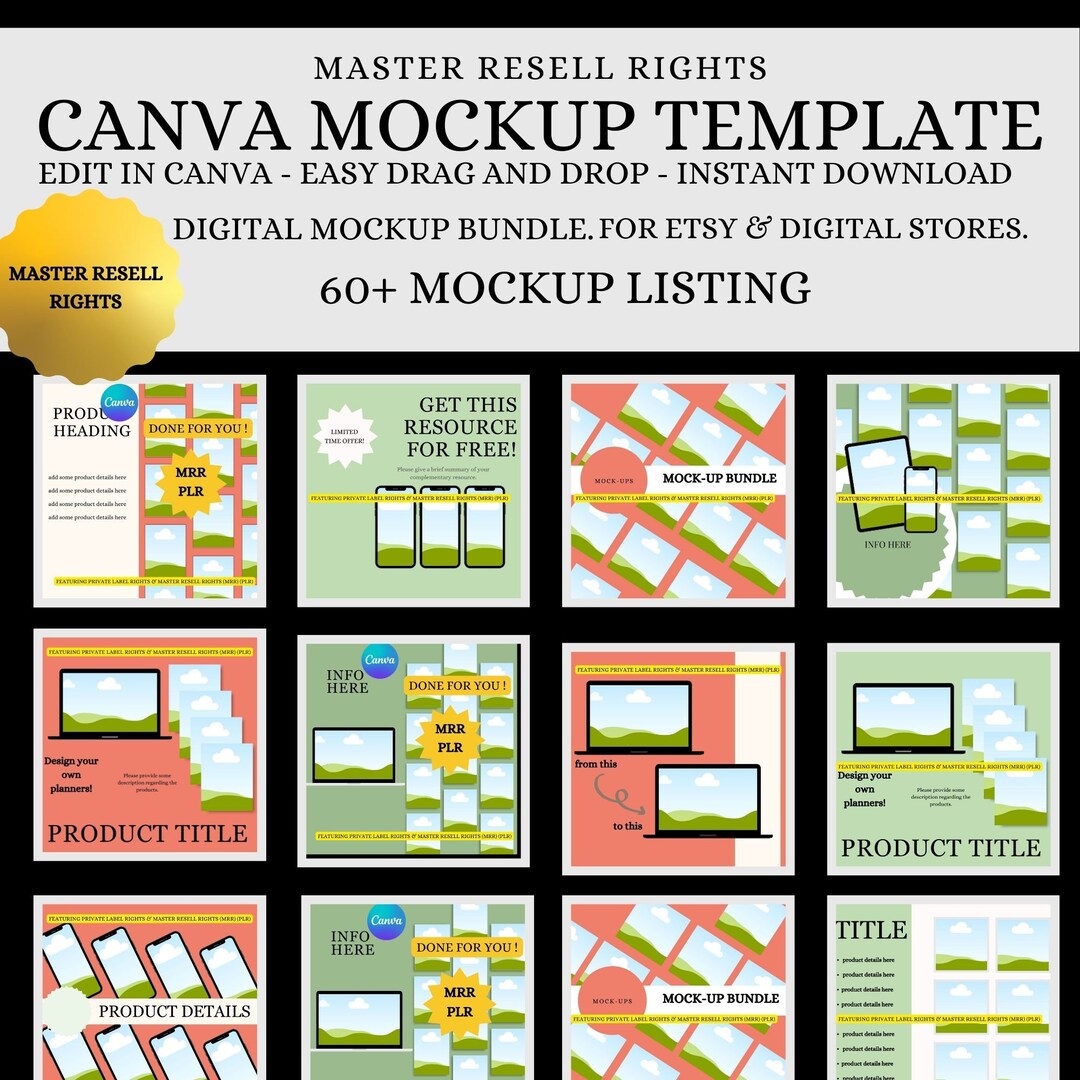 Master Resell Listing Mockups, Done for You Canva Template With PLR ...