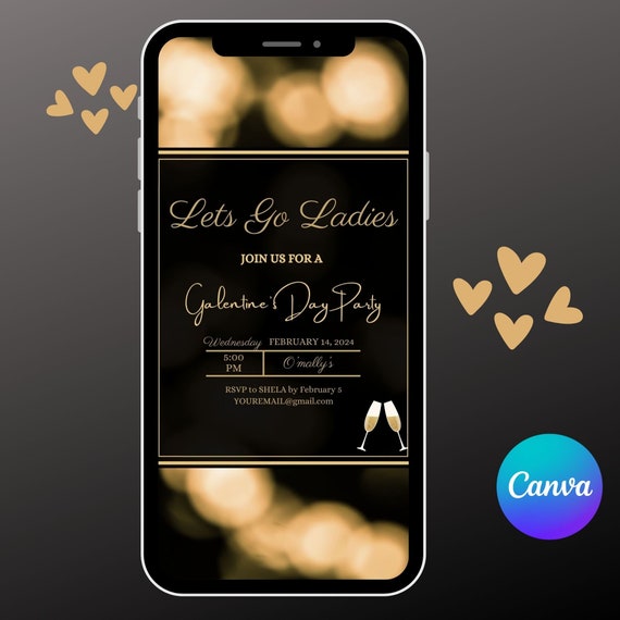 Editable Galentine's Day Video Invitation: BFF Party Template (instant  Download) - Etsy