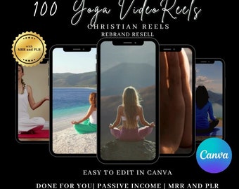 100 Yoga Christian Reels: Faceless Marketing Templates (MRR & PLR)