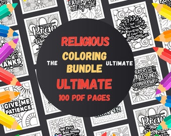 1OO Bible Verse Coloring Pages Printable Bundle for Relaxation and Inspiration, Adult Coloring Pages, Religious Coloring Book