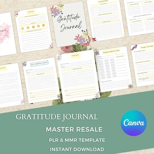 Diario della gratitudine con Master Resell, modello Canva, uso commerciale MRR e PLR