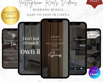 Real Estate Instagram Reels: Realtor Branding Canva Templates (PLR, MRR)