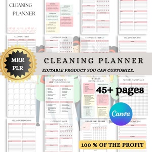 MRR Ultimate Cleaning Bundle bewerkbaar, Cleaning Planner Bundle, Wekelijks, Maandelijks, Jaarlijkse schoonmaakchecklist, Declutter, Family Chore Chart