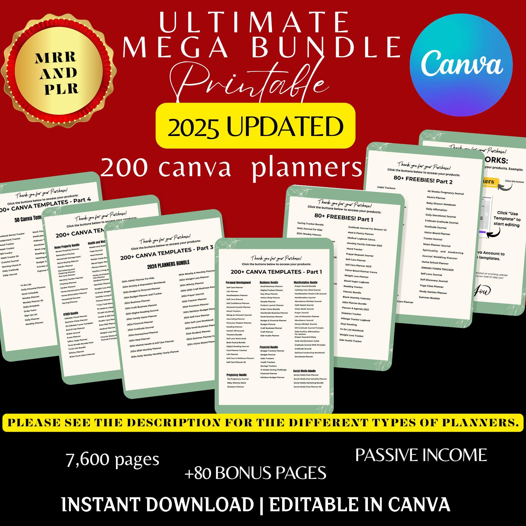 7600+ Pages Canva Planner Template Bundle: PLR Master Resell Rights