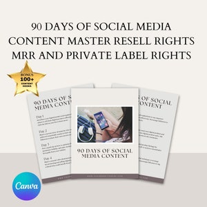 MRR 90 days of social media content , Done for you, Guide with Master Resell Rights MRR and Private Label Rights PLR.2-Bonus Books image 3