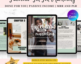 Tiktok Faceless Digital Marketing: A Guide to Faceless Instagram Profits - DFY- Done For You, Resell. With Bonus Canva Book PLR and MRR