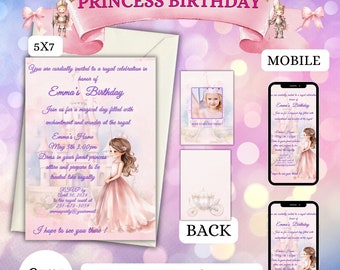 Magical celebration , Birthday Invitation Template,Princess Birthday party, Girl Birthday Invitation, ,Princess Invitation, mobile video