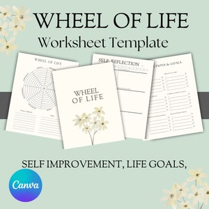 Wheel of Life Worksheet Template Wheel of Life Printable Planner Wheel of Balance, Self Improvement Life Goals Digital Download CANVA