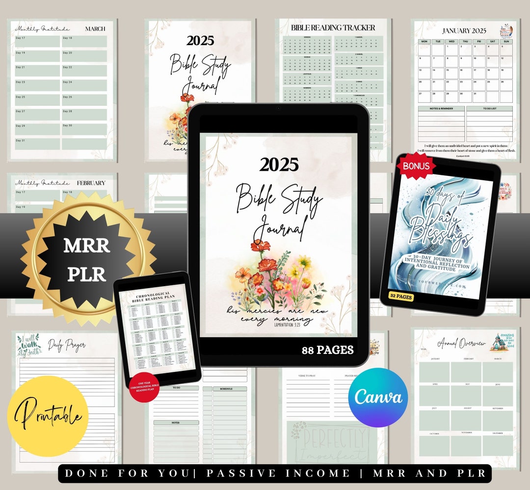 2025 Bible Study Journal: Prayer & Reading Plan (PLR MRR) - Etsy