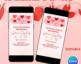 Editable Galentine's Day Party Invitation, Galentine's Girls Invite, Video Invitation, Instant Download