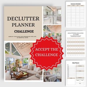 Declutter Planner, Declutter checklist, cleaning schedule, cleaning checklist, declutter challenge, cleaning planner, adhd cleaning, PDF
