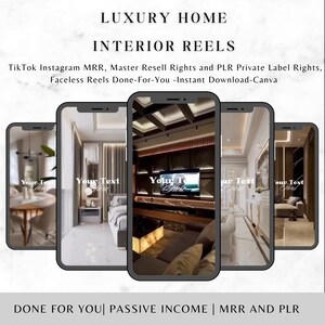 Luxury Home Interior Reels: Instagram TikTok MRR PLR (Digital Download) image 3