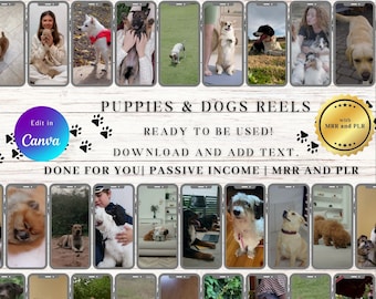 Dogs & Puppies Faceless Reels: Social Media Marketing Templates (MRR, PLR)