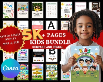 PreK Learning Bundle: Kids Worksheets, Coloring Pages (MRR PLR)