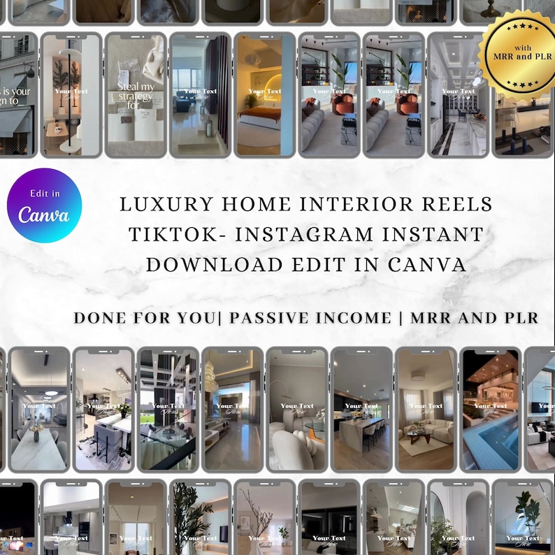 Luxury Home Interior Reels: Instagram TikTok MRR PLR (Digital Download) image 2