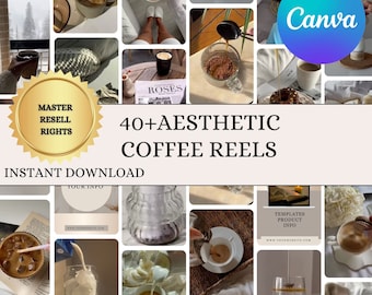 Reels de café sin rostro de Instagram con MRR y PLR / Biblioteca de contenido / Videos estéticos listos para usar para IG y TikTok