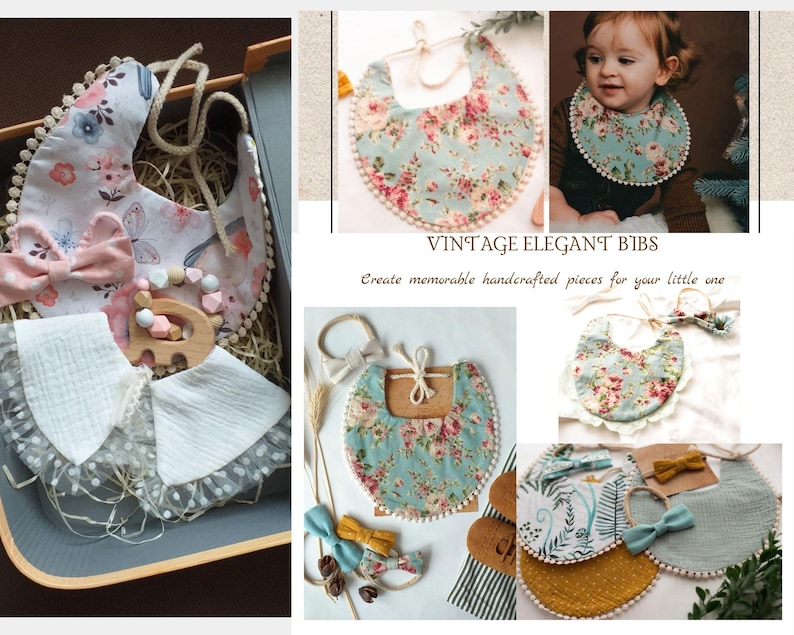 Op de afbeelding: Een verzameling handgemaakte bloemvormige slabben met een vintage uitstraling. De slabben zijn gemaakt van zacht materiaal en hebben verschillende bloemmotieven. De slabben zijn perfect voor baby's en peuters.