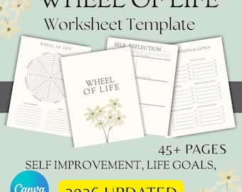 Plantilla de hoja de trabajo de la Rueda de la Vida: Planificador de Superación Personal (Descarga digital)