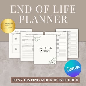 Ende des Lebens Planer, Master Wiederverkaufsrechte, Legasiy Planner, Tod Sammelmappe, Nachlassplanung, Just in Case Sammelmappe, BONUS Etsy Listing Vorlage