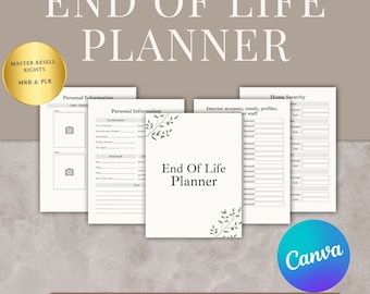 End of Life Planner, Master Resell Rights ,Legacy Planner, Death Binder, Estate Planning, Just In Case Binder, BONUS Etsy listing template