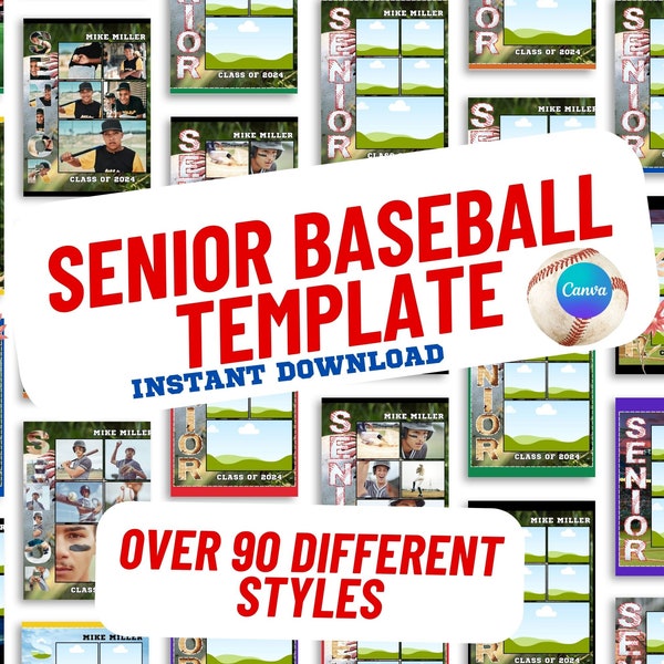 Create a Memorable Senior Night Gift with Our Customizable Baseball Template - Personalize and Showcase Your Team's Achievements!"