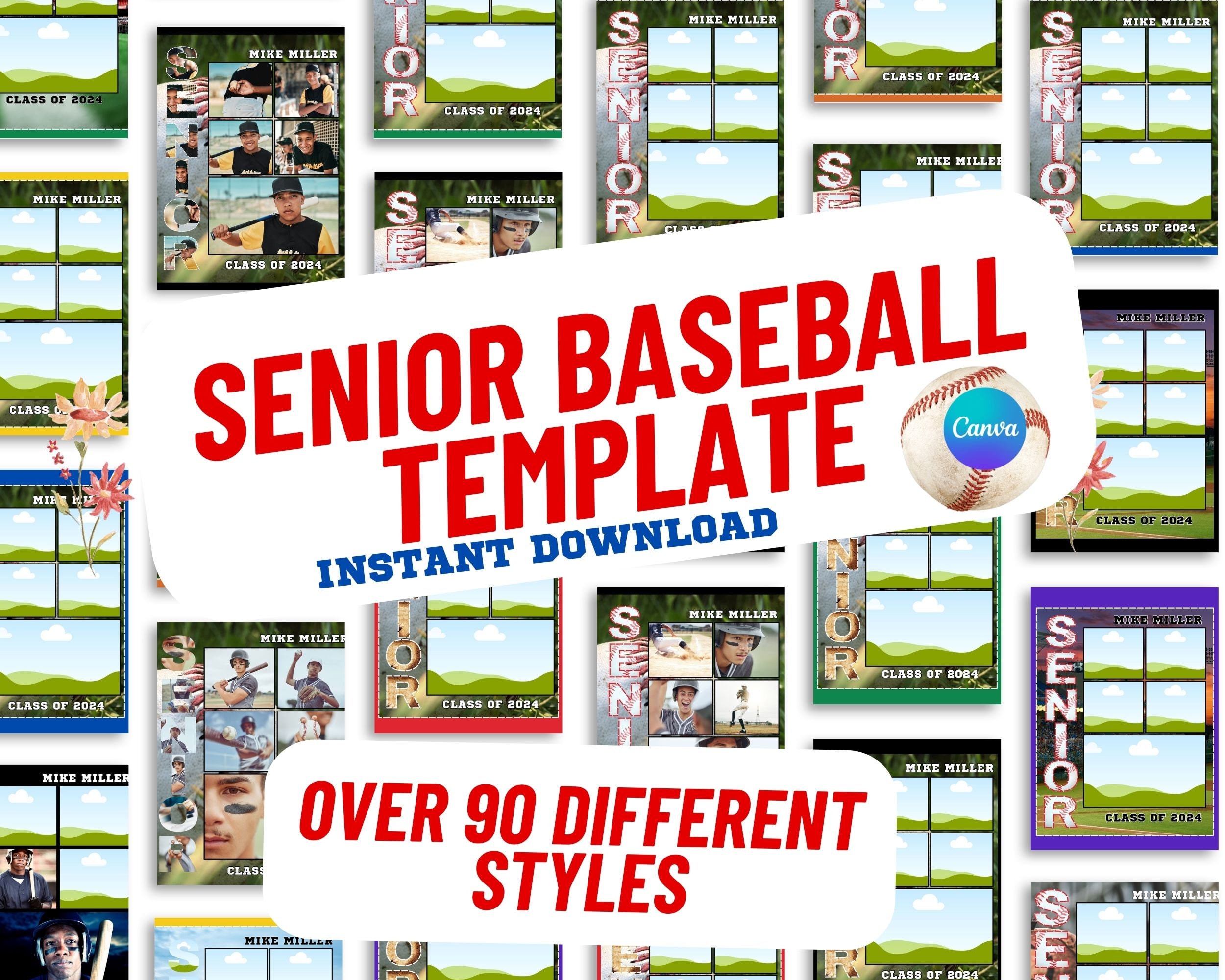 store product block Create a Memorable Senior Night Gift with Our Customizable Baseball Template - Personalize and Showcase Your Team&#39;s Achievements!&quot; poster