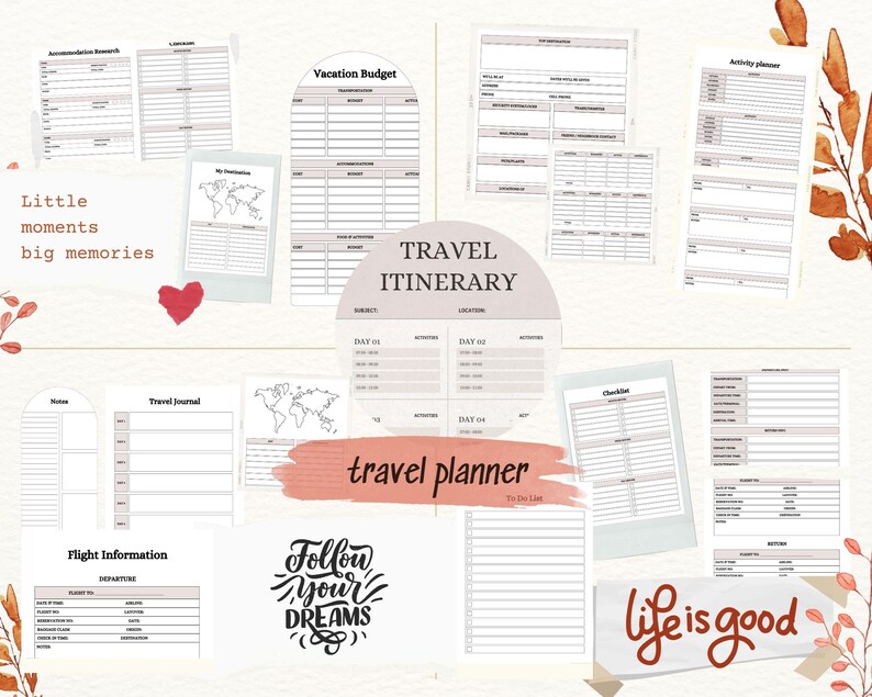 33 Page Travel Planner Printable BUNDLE, Trip Planner, Vacation ...