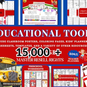 Megabundel Leermiddelen, PreK - 3e graad Master Wederverkooprechten Chore Chart Planner PLR MRR-wederverkooprechten Klaar voor jou Passief inkomen