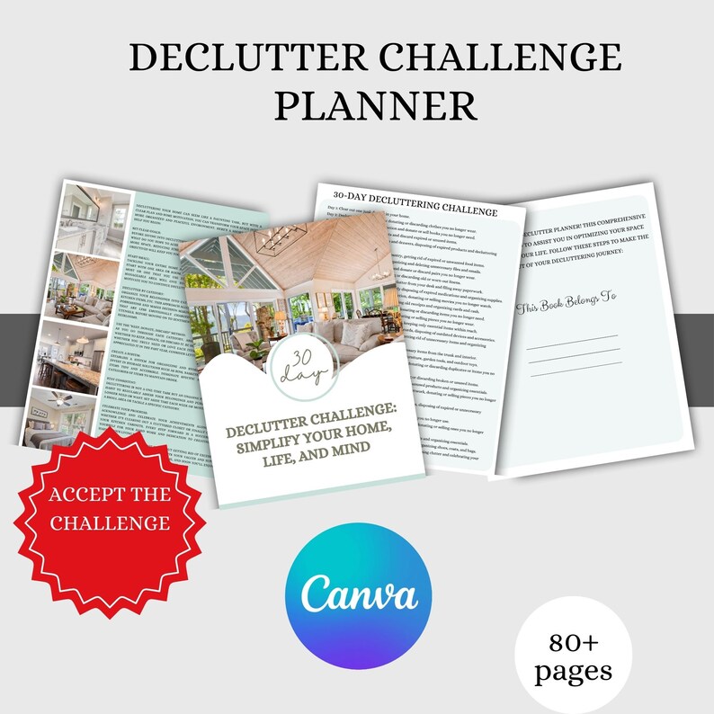 Declutter Planner: 30-day Home Cleaning Challenge (PDF) - Etsy