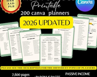 7600+ Pages Canva Template Bundle: PLR Planners, Journals, Trackers (Digital Download) 2026 updates