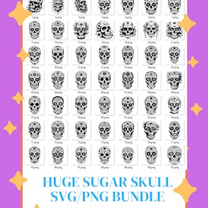 Huge Sugar Skull SVG/PNG bundle Laser Engraving, Cricut Cut files