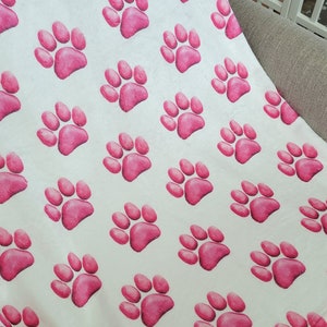 Soft Pink Paw Print Dog Blanket, 40&quot;x30&quot; Custom Dog Blanket, Blanket for Dogs, Gifts for Dog Owners, Best Gift for Dog Owners, Puppy Gifts