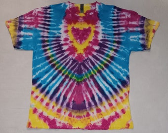 Tie Dye T Shirt Royal Heart Pattern.