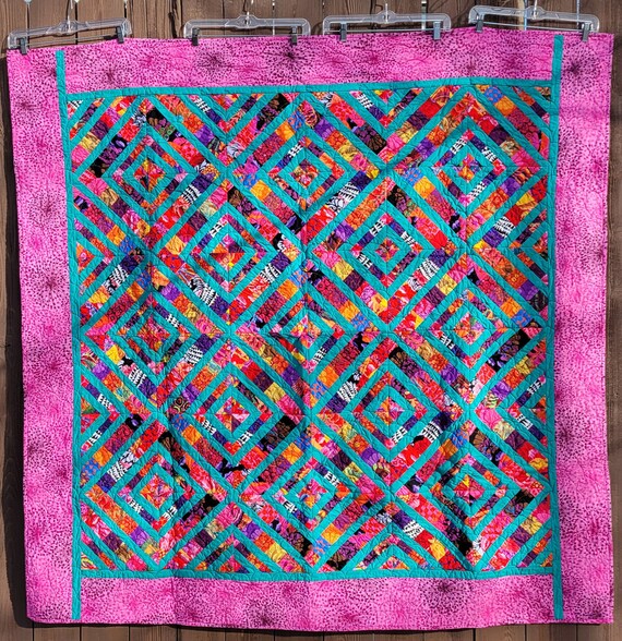 Bold and Colorful Handmade Quilted Throw Etsy