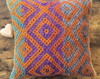 Handmade Wool Pillow Cover | Vintage Cushion Cover | Natural Sheep Wool Pillow | Decorative Wool Cushion | Handwoven Wool Pillowcase