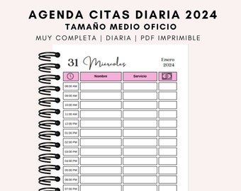 Shift-Agenda 2024 | Terminplan 2024 | Agenda für Termine mitten im Job | Agenda mit Stunden | Terminkalender | Agenda 2024