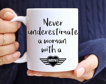 Woman with a Mini mug - perfect gift for Mini lovers. Mini accessories for Mini owners everywhere. Makes an ideal birthday gift.