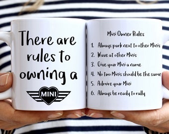 The Mini Rules Mug - Printed on both sides. Perfect gift for Mini lovers. Mini accessories for Mini owners. Unique mug, ideal birthday gift