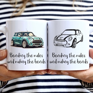 Mini drivers 11oz ceramic coffee cup - an ideal gift or accessory for Mini lovers everywhere. Personalised handmade design for Mini owners.