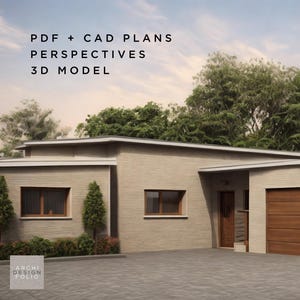 Plattegrond en ontwerp huis, gelijkvloers, 4 bedden, 146,93 m², basisconstructieplannen, CAD + pdf, 3D-model, direct downloaden