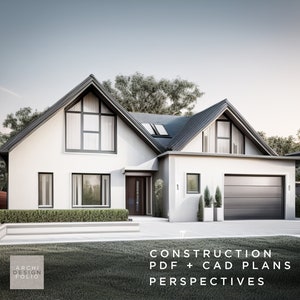 Modern huisplan en ontwerp, 2 verdiepingen, 379 m² - 4079 m², 5 slaapkamers, 4 badkamers, basisconstructie CAD + PDF-plannen