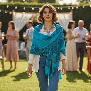 Embroidered Shawl, Stole, Fully Embroidered  Wrap, Luxury Wedding, Artisan Heirloom Gift, Festival Elegance