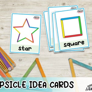 Popsicle Sticks Idea Cards Shapes