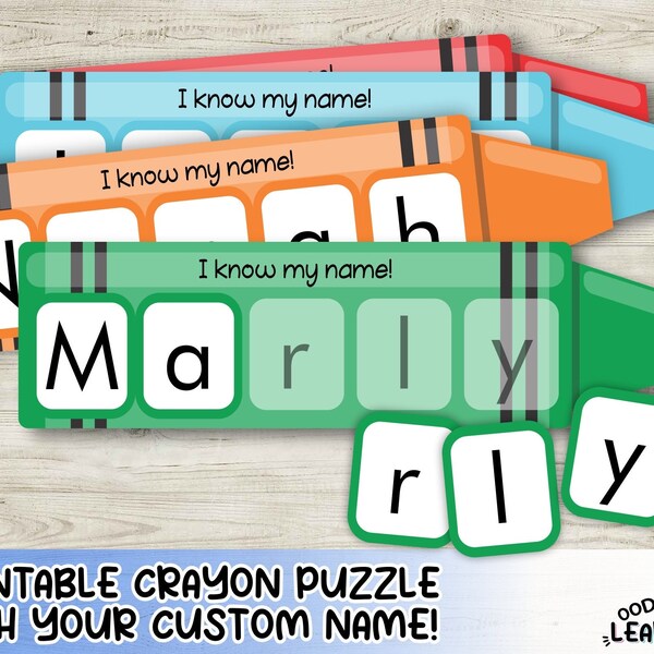 Custom Crayon Name Puzzle Printable Download Etsy
