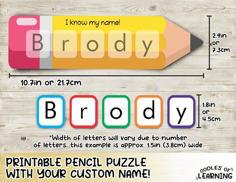 Custom Name Pencil Puzzle Printable Download - Etsy
