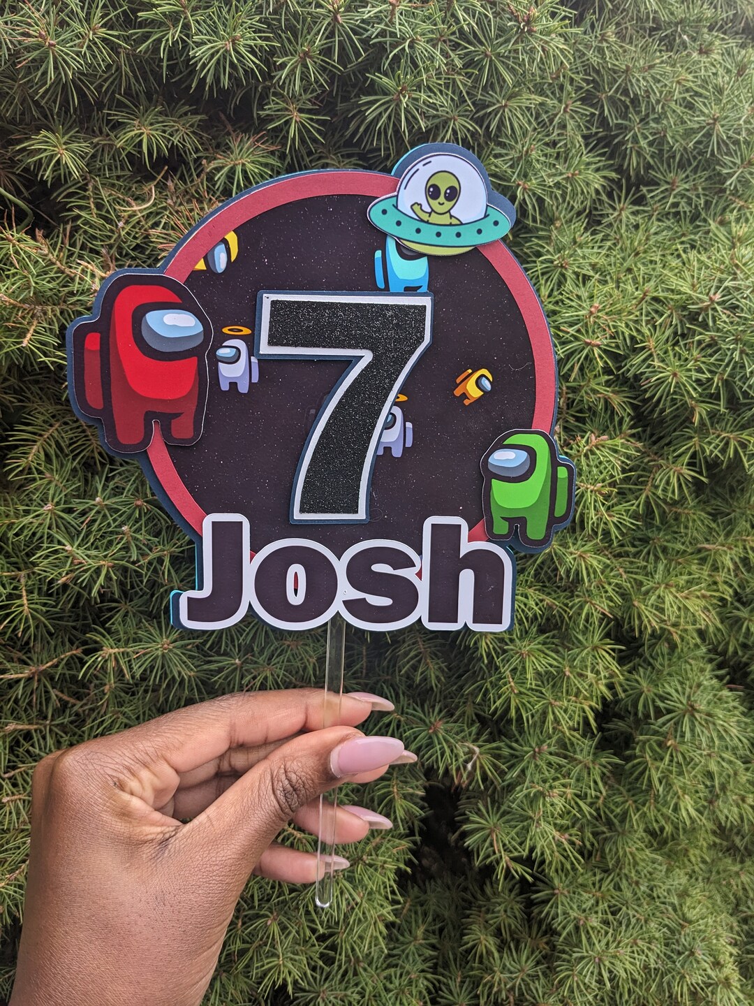 Among Us Cake Topper Among Us Themed Party Birthday Parties Etsy