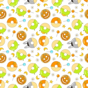 Shrek-inspired donuts seamless pattern - 3 pack JPEG