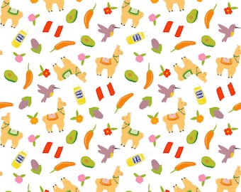 Hand-Drawn Peruvian Llama Seamless Pattern – 2-File Pack (Smooth + Textured)
