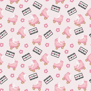 Retro Roller Skates Seamless Pattern Pack – 5 Color Variations (Digital Download)